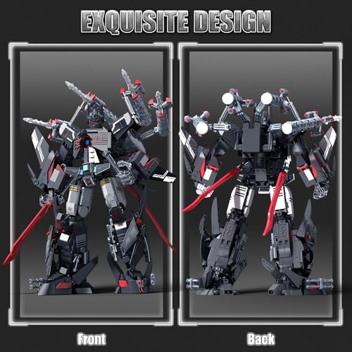 HIGH GODO Dark Defense Mech Robot Transforming Building Blocks Set for Adults,City Warrior Justice Hero Soldier Mech Model Building Kit, Cool Creative Robots Toys Gift for Teens, 1013 Pieces - style: Dark Defense Mech