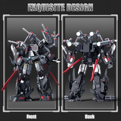 HIGH GODO Dark Defense Mech Robot Transforming Building Blocks Set for Adults,City Warrior Justice Hero Soldier Mech Model Building Kit, Cool Creative Robots Toys Gift for Teens, 1013 Pieces - style: Dark Defense Mech