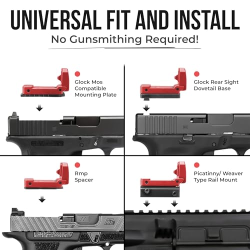 RMT S2 5 MOA Foldable Red Dot Reflex Sight Set for 20mm Picatinny Rail/Glock Mount Base, Power Saving Function Included, Included Exercise Calling Function - color: Red