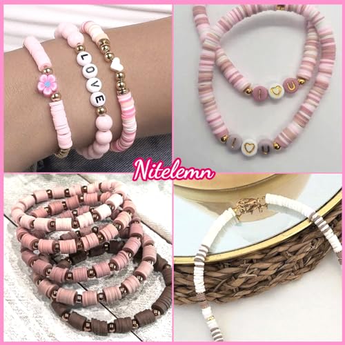 2370pcs Neutral Clay Beads for Bracelets Making - color: Neutral
