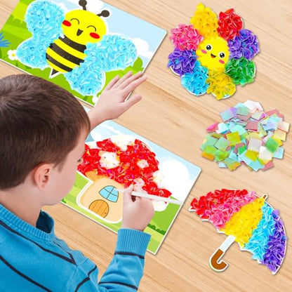 Lonfliness 8 Pcs Spring Poke in Craft Kits for Kids Mess Free DIY Art - style: Spring