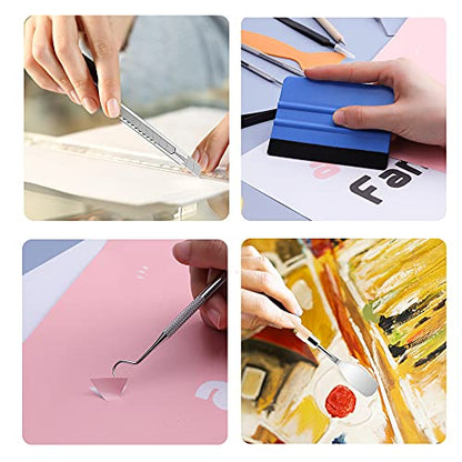 27PCS Craft Weeding Tools for Vinyl Kit,Utility Knife Set with 12Inch Paper Cutter Trimmer for Scrapbooking,Silhouettes,Cameos,DIY Art Crafting,Cutting,Splicing,Cardstock - color: White
