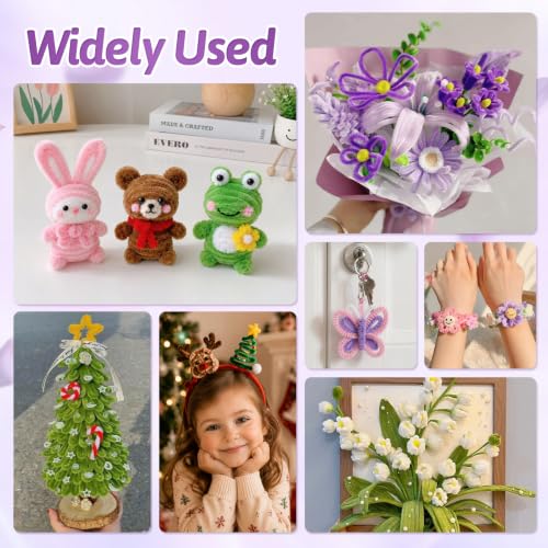 800 PCS Pipe Cleaners Flowers Kit for DIY Flowers & Crafts with 14 Colors