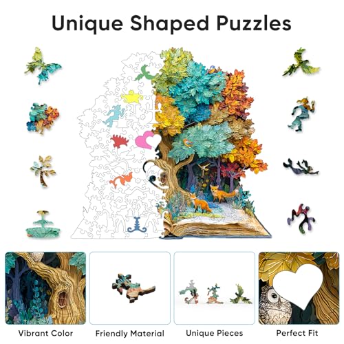 Bovearto Wooden Puzzles for Adults 200 Pieces, Tree of Life Puzzle - color: Book Tree, size: 200pcs
