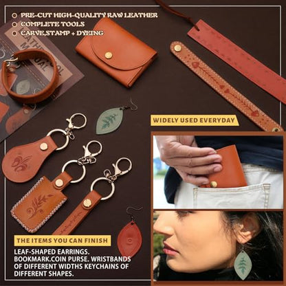 CBHGFEA Leather Crafting Kit, Leather Working Tools Supplies Tooling Kit - color: Style A