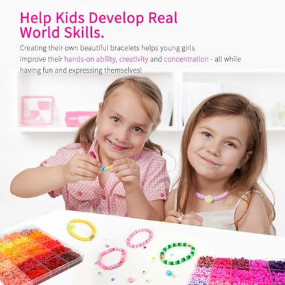 Friendship Bracelet Kit, 14,000pcs 48 Colors Bracelet Making Kit Clay Beads with Number Letter Bead Set Concert Merch Arts and Crafts Gifts for Kids Teen Girls Jewelry Making Supplies Bracelet Maker - color: Rainbow color