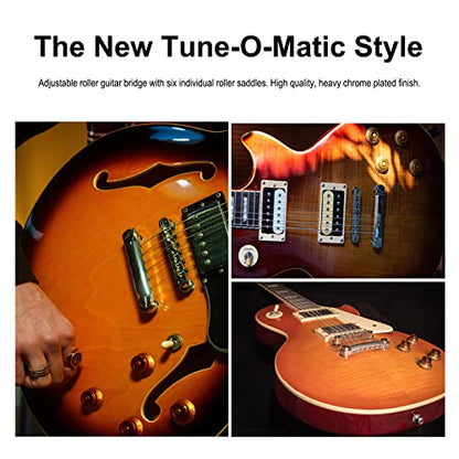 MAXCHEER A Set of String Saddle Tune-O-Matic Bridge & Tailpiece For GB LP Style Electric Guitar (Chrome) - color: Chrome