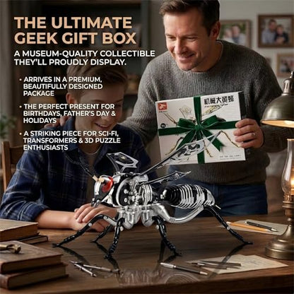 3D Metal Puzzles for Adults, Mechanical Bee Insect Model Kit - color: Bee-black