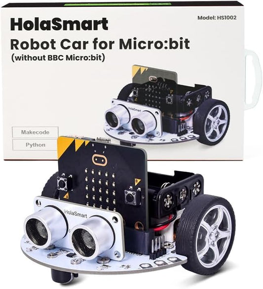 microbit DIY Mini Coding Robot Car Kit Compatible with BBC Micro:bit V2 and V1, STEM Engineering Science Kits for Graphical MakeCode and Python (Without Micro:bit and AAA Battery)