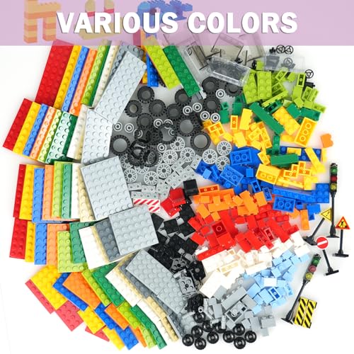 MALEKO Compatible Building Bricks, Wheels and Axles Sets with Baseplates - color: 600pcs