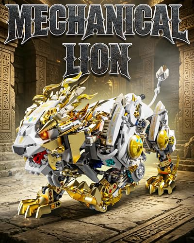 Mechanical Lion Building Set with Light for Adults, Compatible with Lego Lion, 1073PCS Animals Toy with Movable Joints & Display Stand for Home/Office Decor, STEM Collection Toy Gifts for Boys 8-14 - style: Mechanical Lion