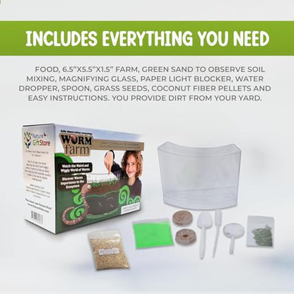 Worm Farm for Kids with 20 Live Worms and Food, All-in-One Ecosystem Bundle - style: Farm+Live Worms+Food