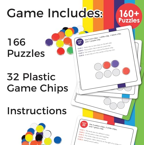 MindWare Logic Links Puzzle Games - Brain Teaser Puzzles for Kids and Brain Games for Adults - 166 Challenging Brain Puzzles, 32 Game Chips - Ages 6+