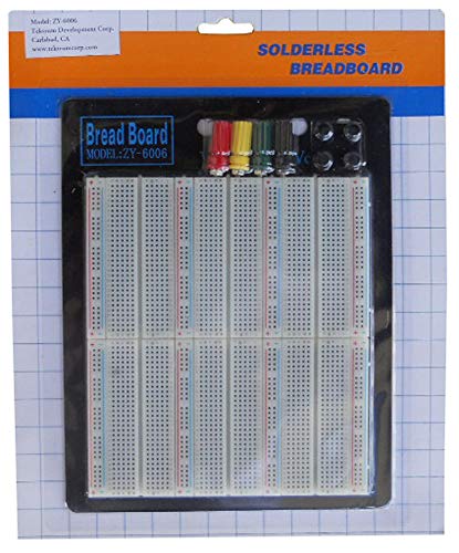 Tektrum Externally Powered Solderless 2200 Tie-Points Experiment Plug-In Breadboard with Aluminum Back Plate+ Pre-Formed Solid Jumper Wires for Proto Circuit – Build Circuit without Soldering