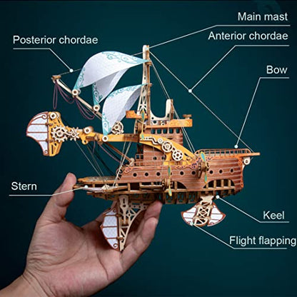 3D Wooden Puzzles for Adults, DIY Fantasy Spaceship Wooden Puzzle Model Building Kits, 420pcs 3D Puzzles Model Educational Brain Teaser DIY Crafts Kits Hobby Gifts Home Decor