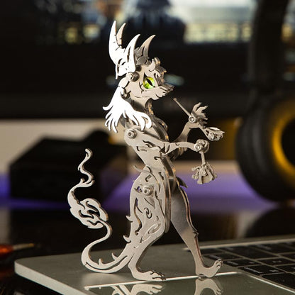 3D Metal Puzzle Pipe Elder Cat, Silver - color: Pipe Elder Cat Silver