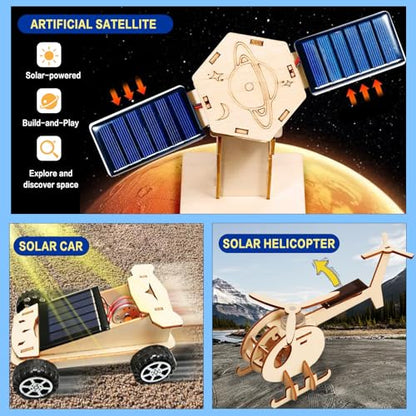 6-in-1 Solar STEM Wooden Building Kit for Kids Ages 6-14