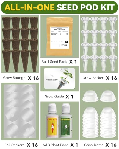 LYKOCLEAN Herb Seed Pod Kit Compatible with AeroGarden Hydroponics Growing System, Complete Indoor Gardening Supply (Basil, 16-pods) - color: Basil, size: 16-pods