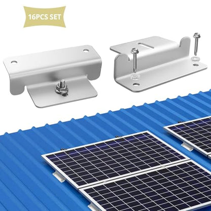 Anbte 16PCS Solar Panel Z Bracket, Solar Mounting Kit for RV, Roof, Silver - color: Silver（16PCS）