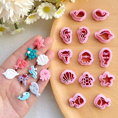 Keoker Ocean Clay Cutters - Sea Animal Faces for Polymer Clay Jewelry, 12 Shapes Earring Cutters - color: Ocean