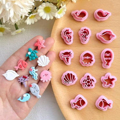 Keoker Polymer Clay Cutters - 25 Shapes Animal Faces for Jewelry Making, Small Earring Cutters (Ocean & Animal Studs) - color: Ocean & Animal Studs