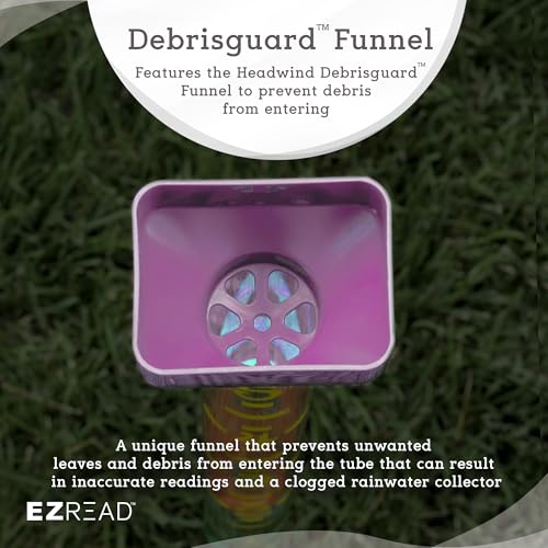 Headwind EZRead 15” Giant Professional Outdoor rain Gauge, USA Made Heavy Duty All Weather Freeze Proof Metal Stake or mountable with Float, Easter Purple (820-0582PURP) - color: Easter Purple