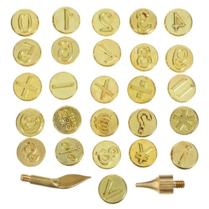 26 Letters Wood Burning Tips Set, Copper Wood Burning Letter Stamps for DIY Pyrography, Woodworking, Carving, Craft Projects