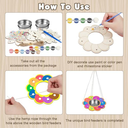 Fennoral 4 Pack Bird Feeder Kits for Kids DIY to Paint Bird Feeders Craft - color: Bird Feeder+Paint