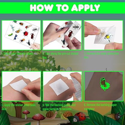 96PCS Glow in The Dark Bug Temporary Tattoos for Kids, Luminous - color: 96PCS-Glow