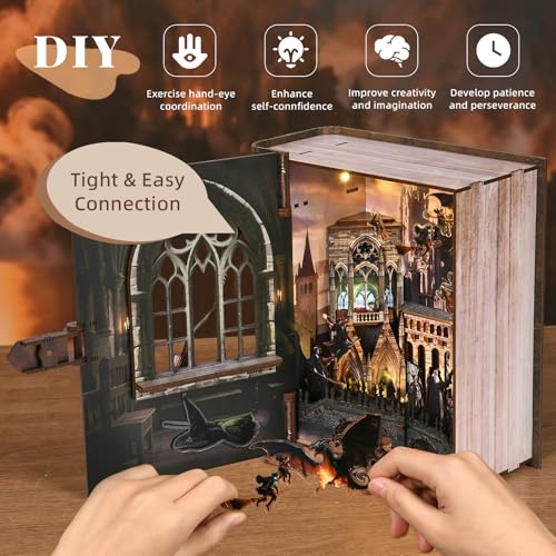 Introduction to Magical Flight Book Nook Kit, 3D Wooden Puzzle with LED - color: Introduction to Magical Flight