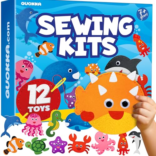 Sewing Kit for Kids Ages 4-8 - 12 Beginner DIY Kids Sewing Crafts Ages 5-8 - color: 4.0 Sea