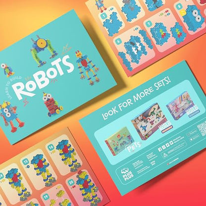 PLUS PLUS Learn to Build Robots, 250 Pieces - 3D Building Blocks Set