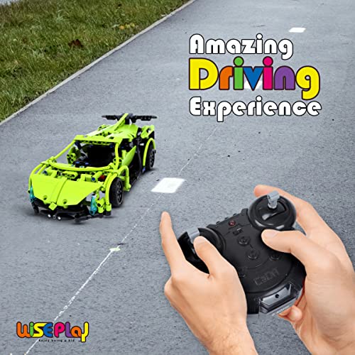 WISEPLAY Remote Control Car Building Kit, 453PCS Stem Toy for Kids Age 8-10, Great RC Car for 10-Year-Old Boys & Girls, Excellent Gift Idea - color: Green Arrow