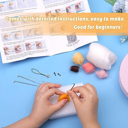 SOCNITC Animal Needle Felting Starter Kit with Needle Felting Tools - color: Light Yellow