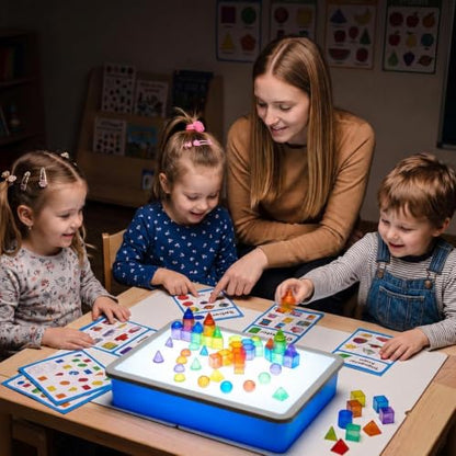 60 Pieces 3D Shapes for Teaching, Light Table Manipulatives