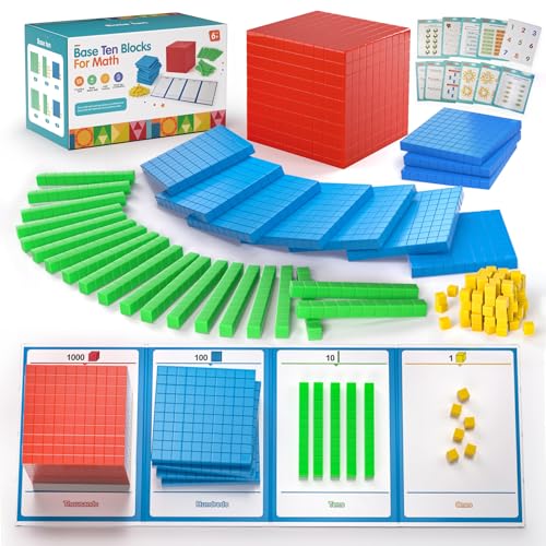 Plastic Base Ten Blocks 143 pcs Base 10 Math Manipulatives for Kids - style: 1p