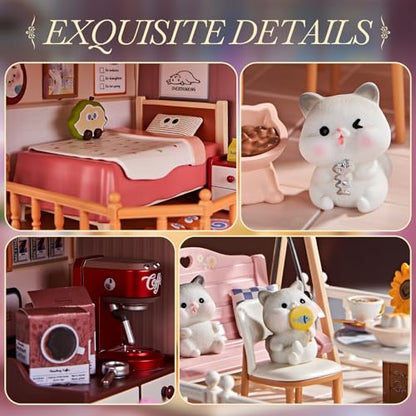 DIY Miniature Doll House Kit, 179 Pcs Dollhouse Furniture for Women, Tiny House with LED, Arts and Crafts for Adults, Birthday Gift Party Present - style: Apartment
