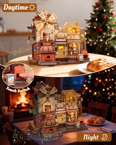 CUTEBEE 3D Wooden Puzzle for Adults, Bread Factory Bakery DIY Model Kit
