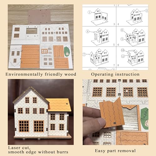 Log Cabin Mini House 3D Wooden Puzzle Model (9-in-1 (B)) - color: 9-in-1 (B)
