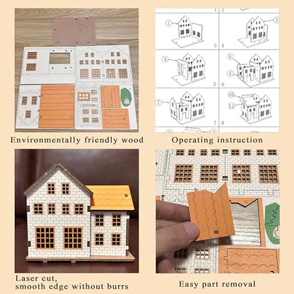 Log Cabin Mini House 3D Wooden Puzzle Model (9-in-1 (B)) - color: 9-in-1 (B)