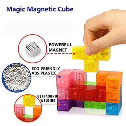 Magnetic Soma Cube Block - Educational Puzzle Toys for Kids Stress Relief - color: Crystal