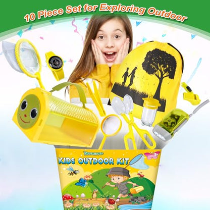 Bug Catcher Kit & Outdoor Explorer Kit for Kids, 10 Pcs Bug Catching Kit - color: Yellow