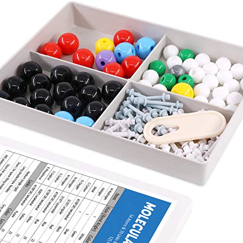Swpeet 125 Pcs Molecular Model Kit for Inorganic & Organic Molecular Model Teacher and 16 Years and Over Student Kit - 54 Atoms & 70 Links & 1 Short Link Remover Tool - Science Toys - style: 125 Pieces Molecular Model Kit