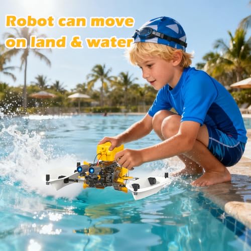 25-in-1 Solar Science Robot Kit, STEM Building Toy for Kids Ages 8+ - color: Yellow & Grey