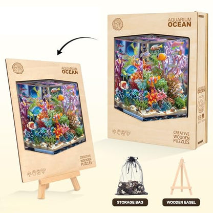Wooden Puzzles for Adults, 7.7 * 7.4 in 95 pcs Ocean Aquarium Wood Puzzles - color: Ocean Aquarium, size: Small