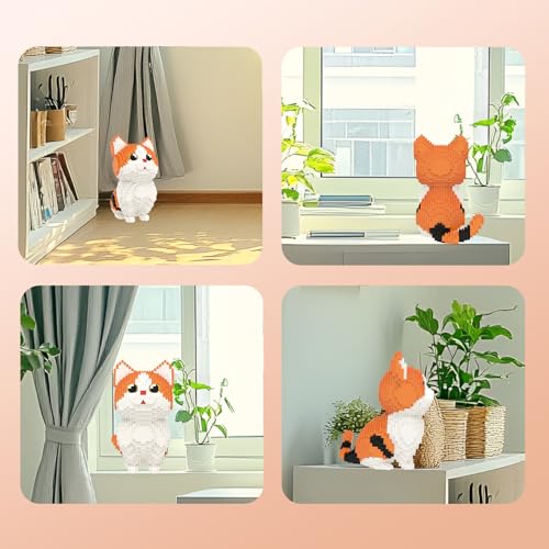Larcele Munchkin Cat-Orange Micro Building Blocks Set for Kids 8+ KLJM-05 - style: Munchkin Cat-Orange