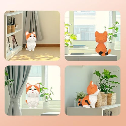 Larcele Munchkin Cat-Orange Micro Building Blocks Set for Kids 8+ KLJM-05 - style: Munchkin Cat-Orange