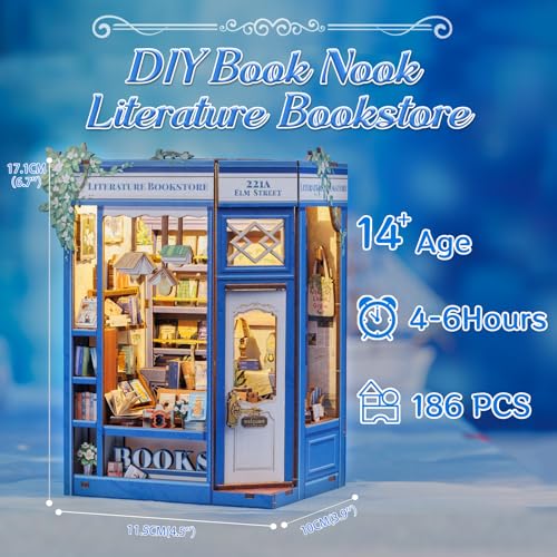 CUTEBEE Book Nook Kit for Adults, DIY Miniature House Kit, Mini House - color: Literature Bookstore