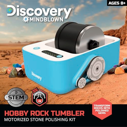 Discovery™ Rock Tumbler Deluxe Set – Stone Polishing Kit with Rocks, 4 Grits, Gem Case| STEM Science Project Kit for Kids & Beginners| Cool Toy for Boys & Girls Ages 8+