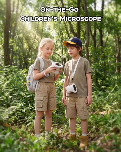 Kids Microscope 1000X Magnification, 4K Digital Handheld Pocket Microscope with 2.4", Rechargeable STEM Learning Science Kit Outdoor Exploration Toy Gift for Children Age 4-12,White - color: white